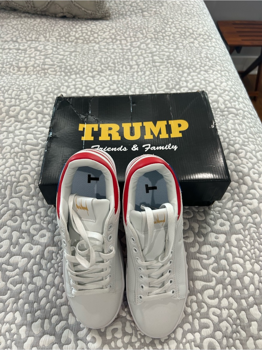 White and Red Men's Athletic Sneakers by Trump